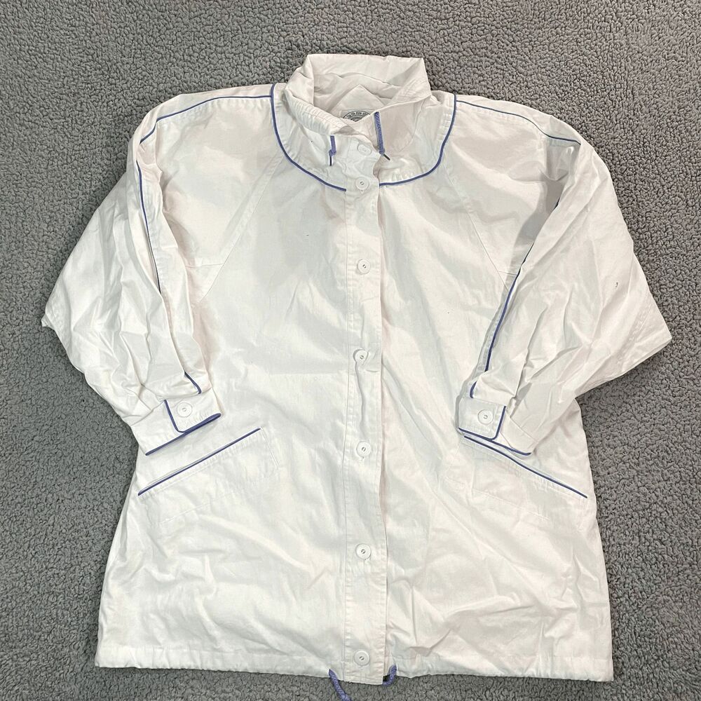 Vintage Current Scene Jacket Women's Button Up Collar Mock Neck Drawstring Large